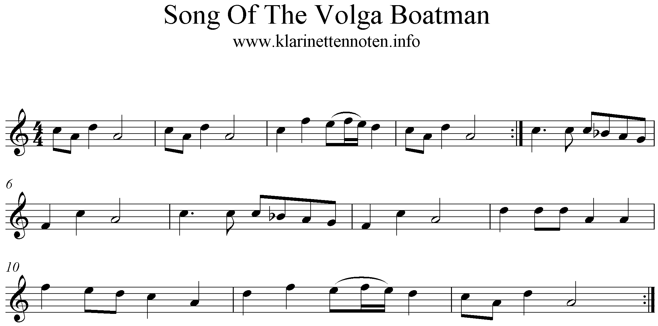 Song Of The Volga Boatman - Klarinette, Clarinet